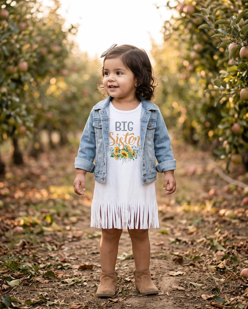 Big Sister Sunflower Dress, Sibling Gift