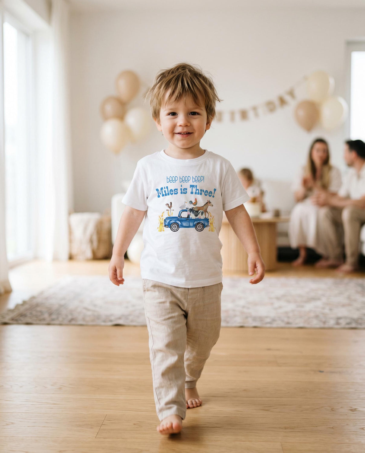 Third Birthday, Oink Baa Moo, Farm Birthday, Oink Moo Turning Three, 3rd Birthday, Blue Truck Party, Farm Party Theme, Boy Birthday SHIRT