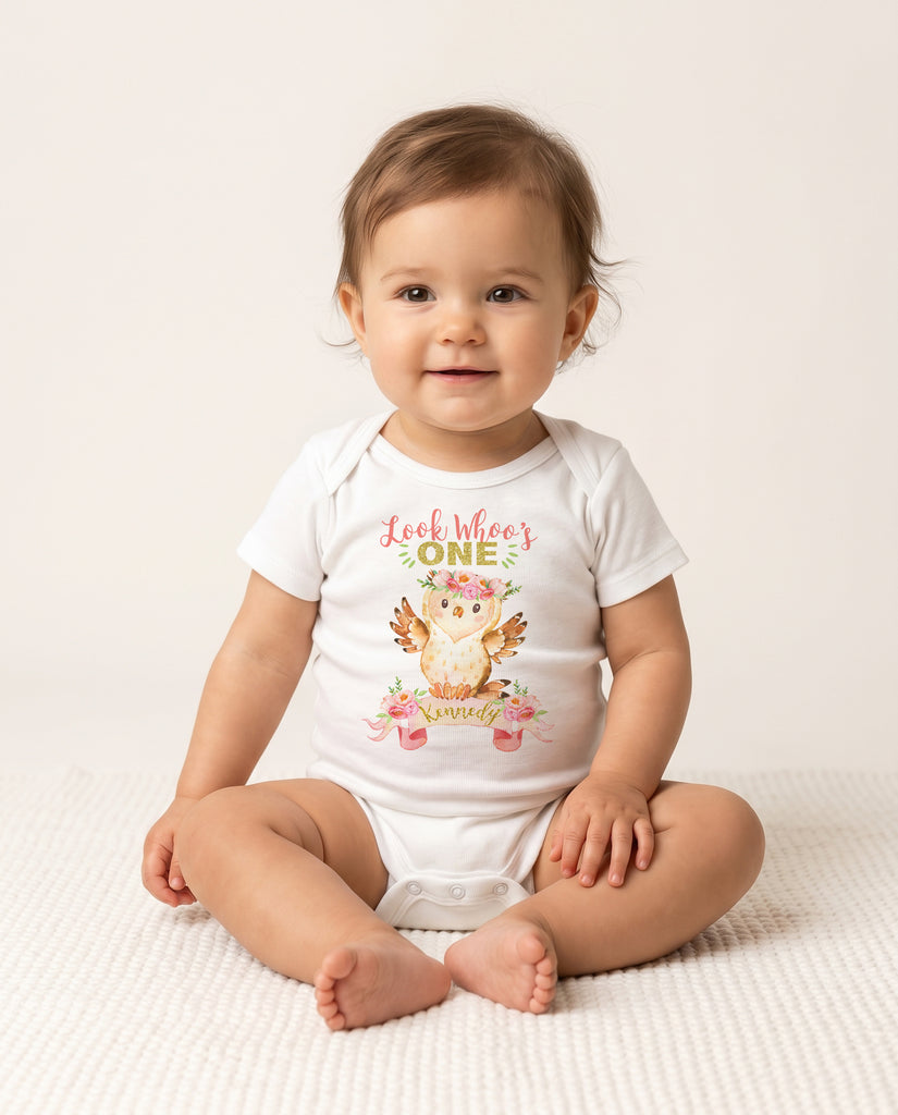 Look Whoo’s One Personalized Birthday Outfit, Owl Theme